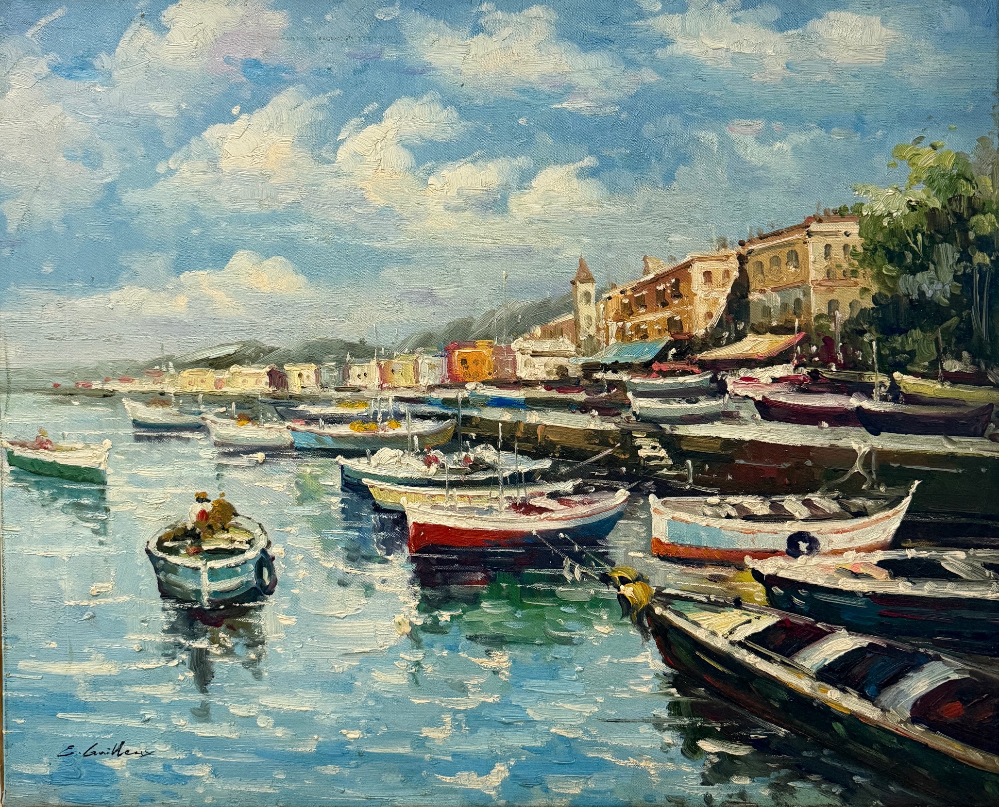 Port Ensoleillé aux Barques - Edouard Guilleux  Xx – Image 1