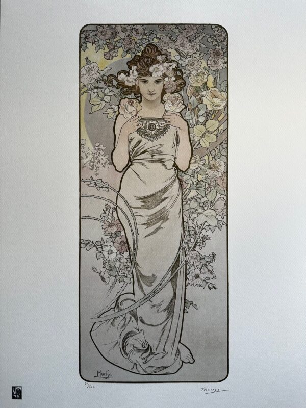 Rose, de la Série les Quatre Fleurs - Alphonse Marie Mucha