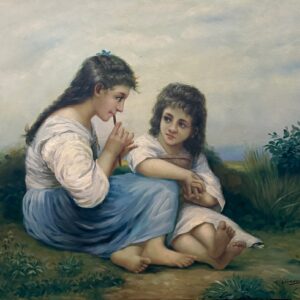 Deux Jeunes Femmes Assises - F Vernos  Xx