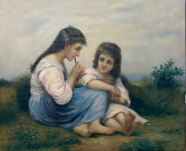 Deux Jeunes Femmes Assises - F Vernos  Xx