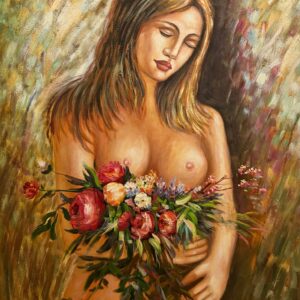 Jeune Fille aux Fleurs Sauvages - Ecole Française Xxe