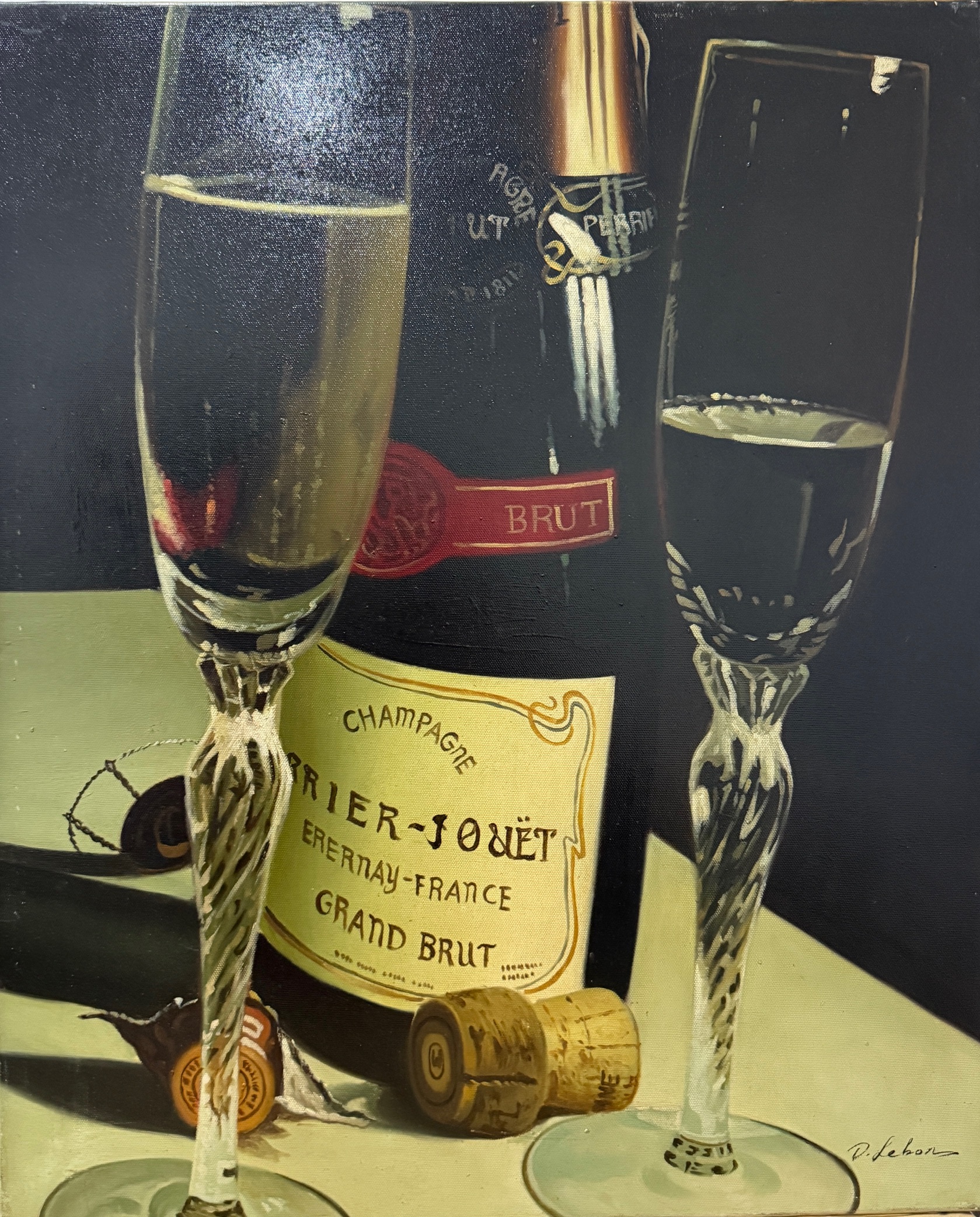 Nature Morte aux Bouteilles de Vin - Ecole Française Xxe – Image 1