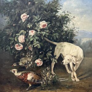 Chien Sous un Arbre Fleuri - Ecole Française Xxe