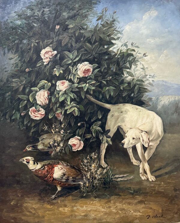 Chien Sous un Arbre Fleuri - Ecole Française Xxe