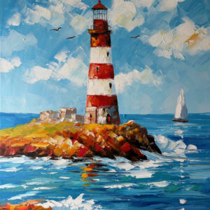Phare en Mer Agitee - Antonio Palmieri
