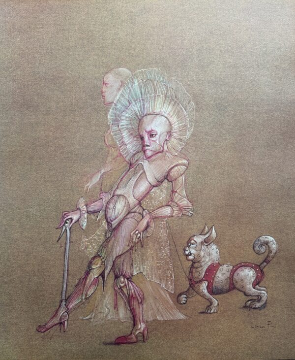 Personnage et Chien Surréalistes 1980 - Léonor Fini