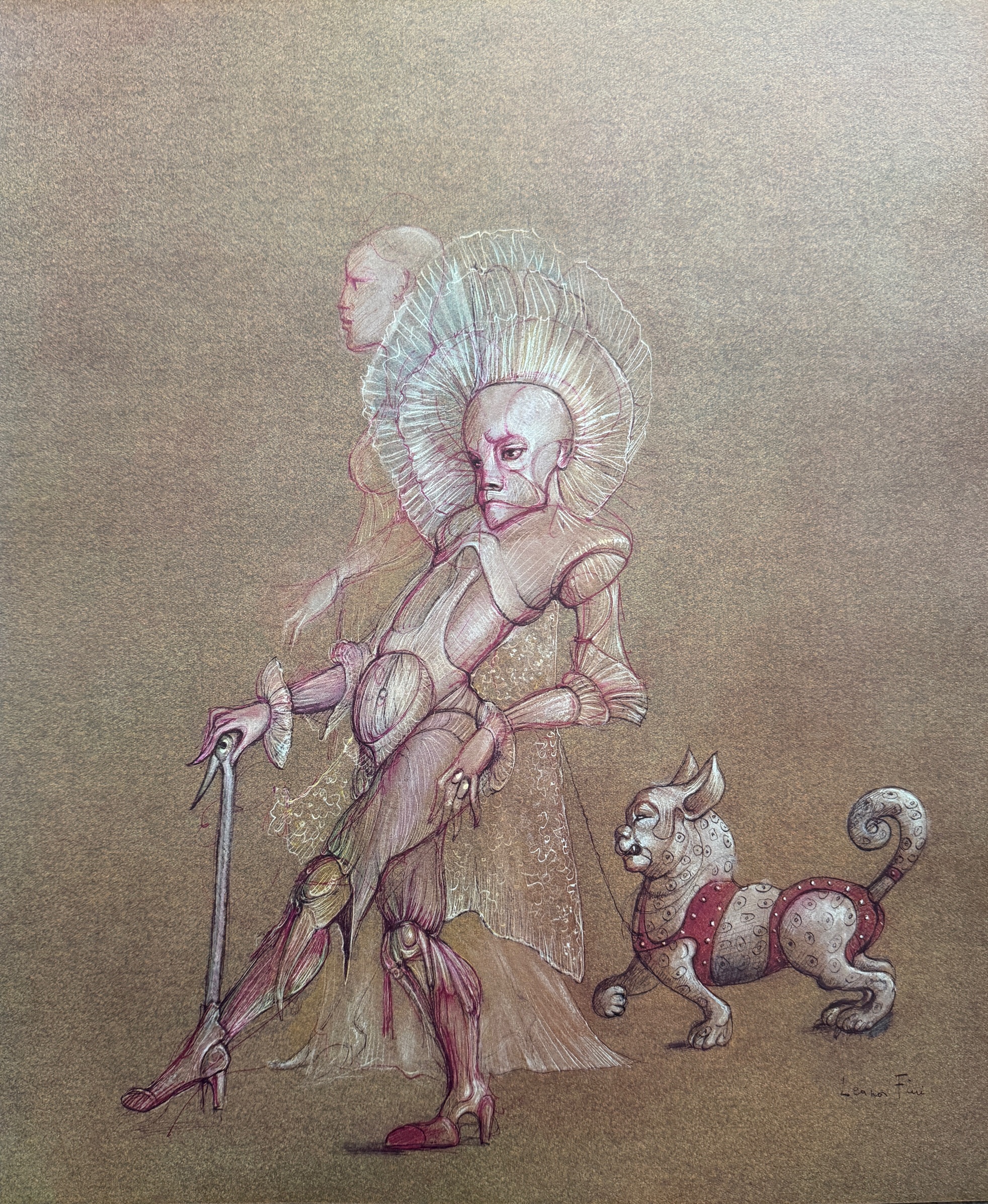 Personnage et Chien Surréalistes 1980 - Léonor Fini – Image 1