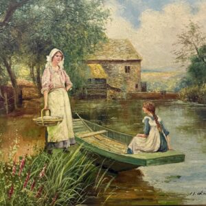 Femme et Enfant au Bord de L’eau - Ecole Française Xxe