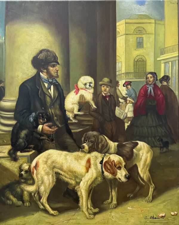 Scène avec Chiens - Ecole Française Xxe