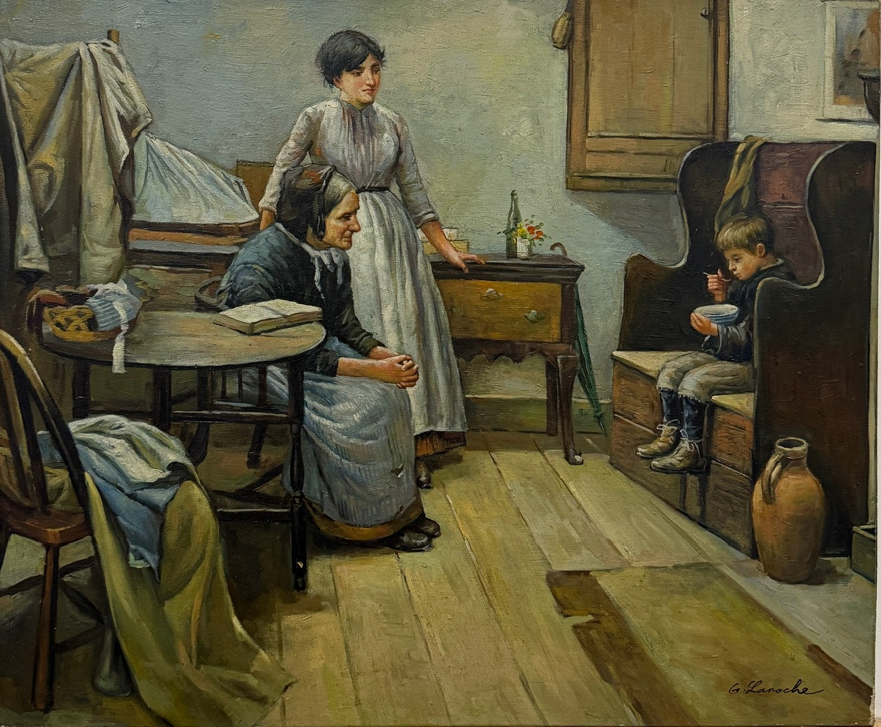 Gérard Xxe Siècle Laroche - Huile Sur Toile – Image 1
