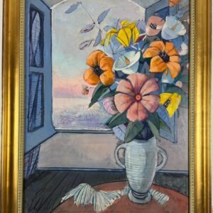 Fleurs Devant la Fenetre de L'atelier - Charles Levier
