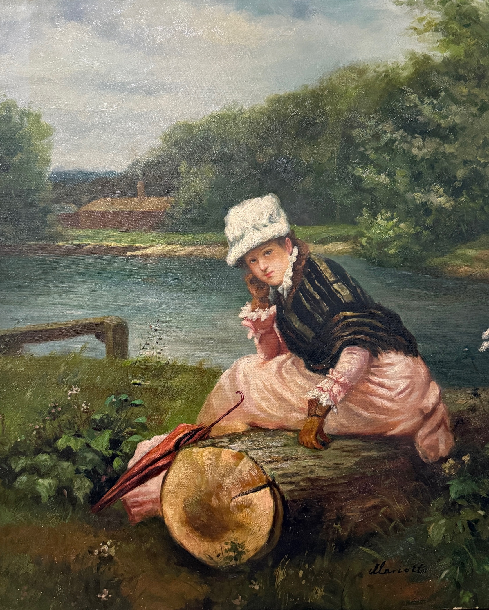 Femme Assise dans la Nature - 20E Eeuw Ecole Moderne – Image 1