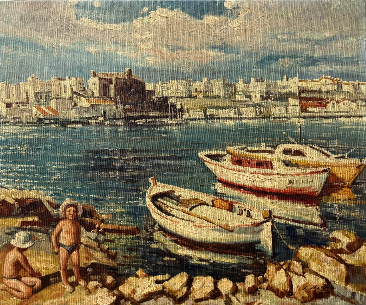 Bateaux de Pêche au Rivage - Xxe Siècle École Moderne – Image 1
