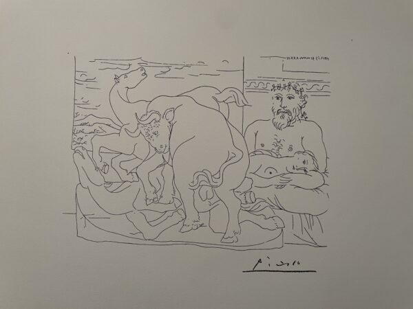 Le Repos du Sculpteur Devant des Chevaux et un Taureau - Pablo Picasso