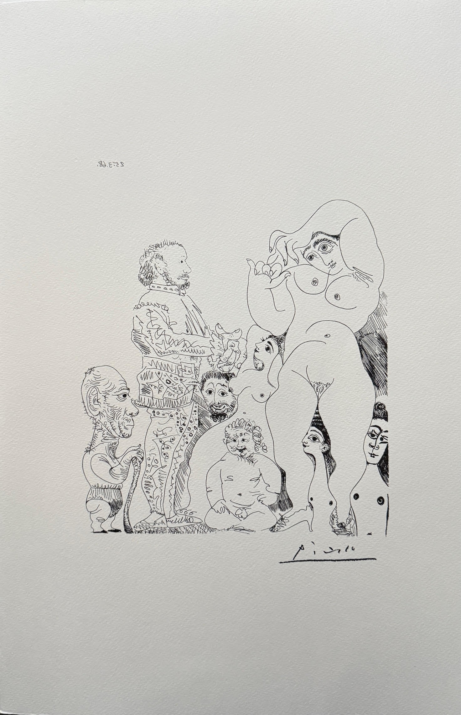 Autoportrait À la Canne, avec Comédien, Amour Replet et Femmes - Pablo Picasso – Image 1