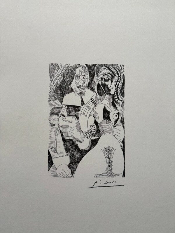 Homme Rembranesque A la Pipe et Courtisane - Pablo Picasso