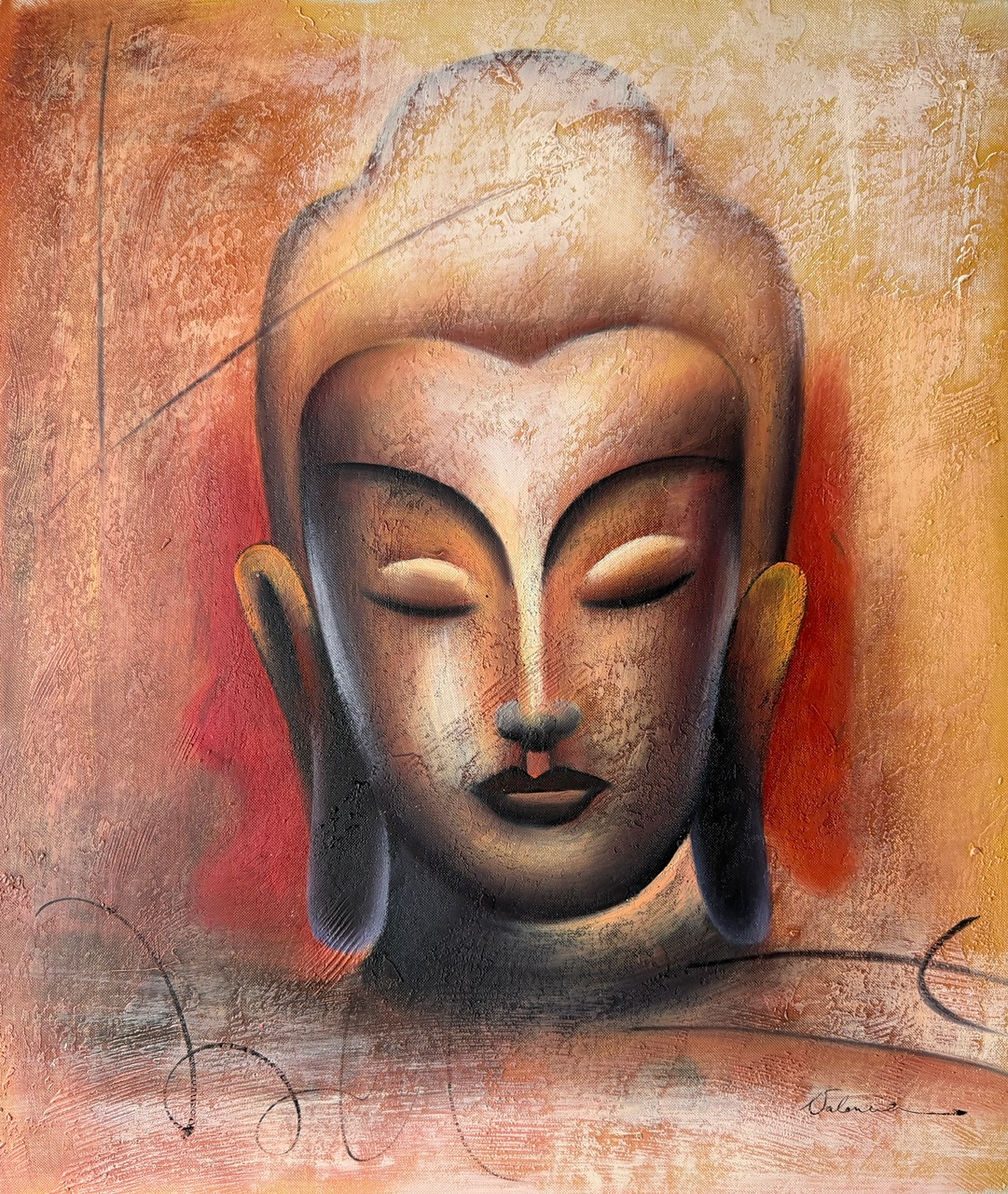 Tête de Bouddha - Xxe Ecole Moderne – Image 1
