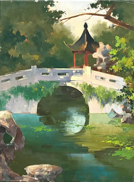 Un Pont avec une Rivière et des Arbres en Arrière-Plan - 20E Eeuw Ecole Moderne