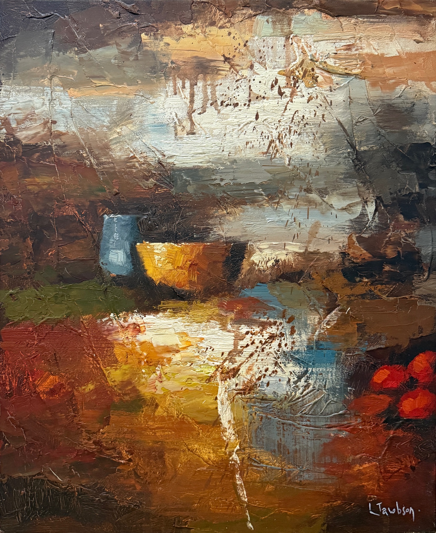 Paysage Abstrait aux Reflets - 20E Eeuw Ecole Moderne – Image 1