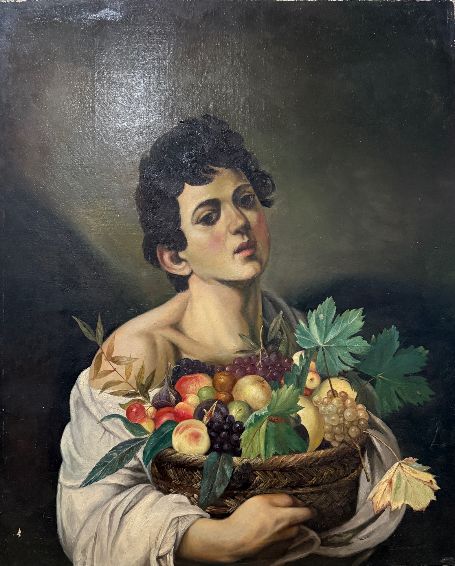 Jeune au Panier de Fruits - Xxe Siècle École Moderne – Image 1