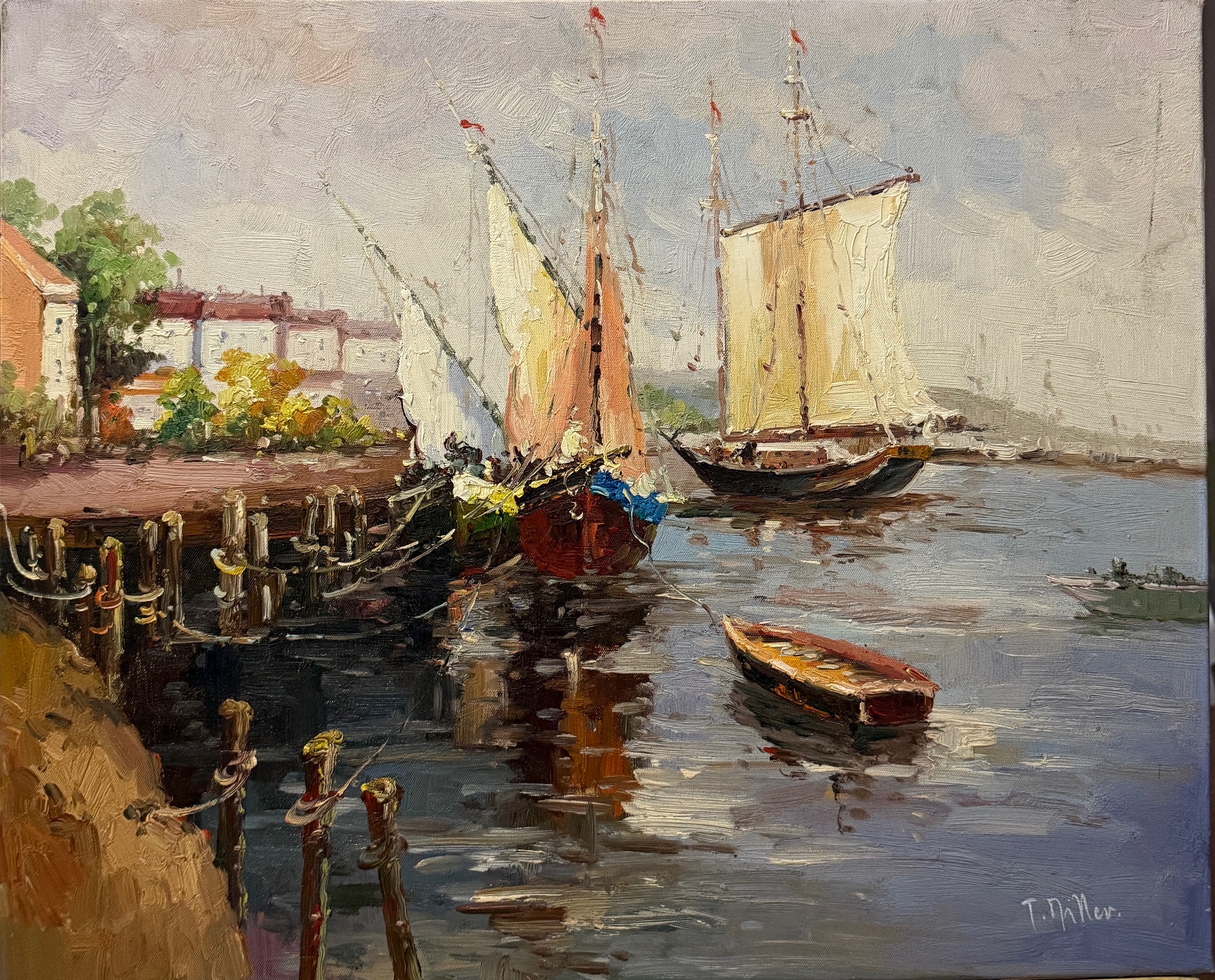 Port avec Voiliers au Calme - Ecole Française Xxe – Image 1