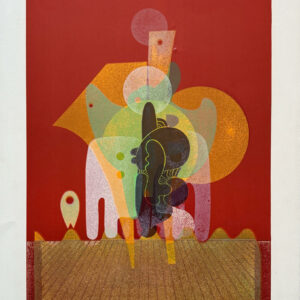 Composition sur Fond Rouge - Ervin Neuhaus