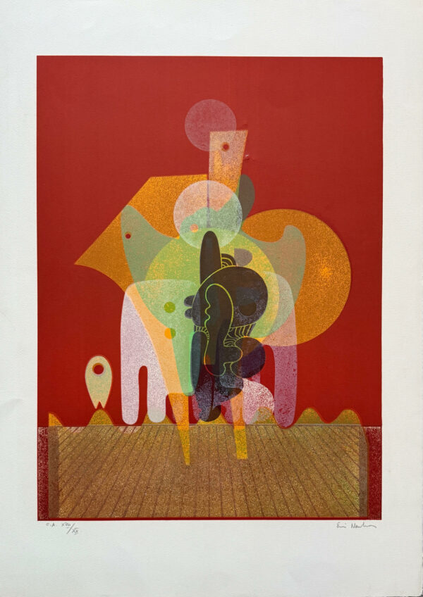 Composition sur Fond Rouge - Ervin Neuhaus