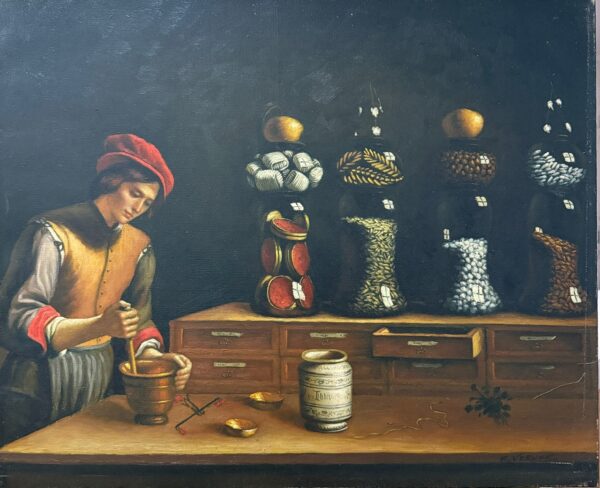Nature Morte aux Bouteilles et Verres - F Vernos 20E Siècle
