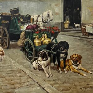 Attelage de Chiens en Ville - Ecole Française Xxe
