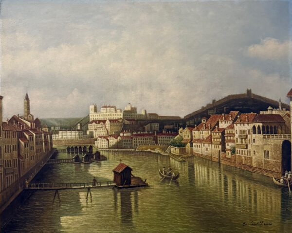 Vue de Ville avec Pont - Xxe Siècle École Moderne