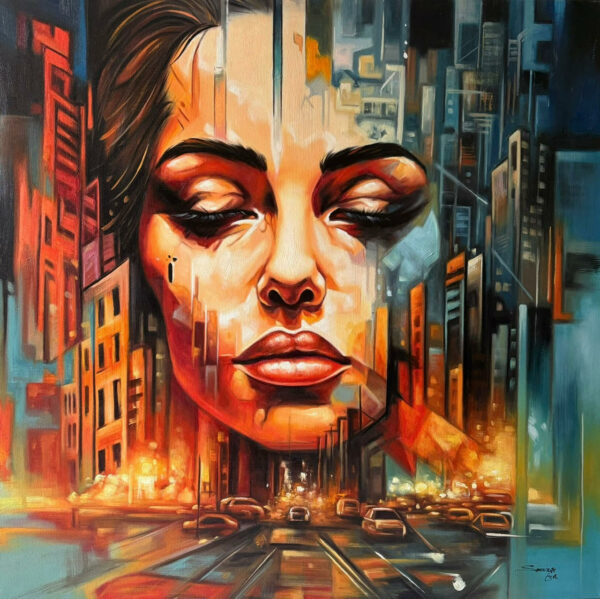 Visage Urbain en Fusion - Eva Sauvage