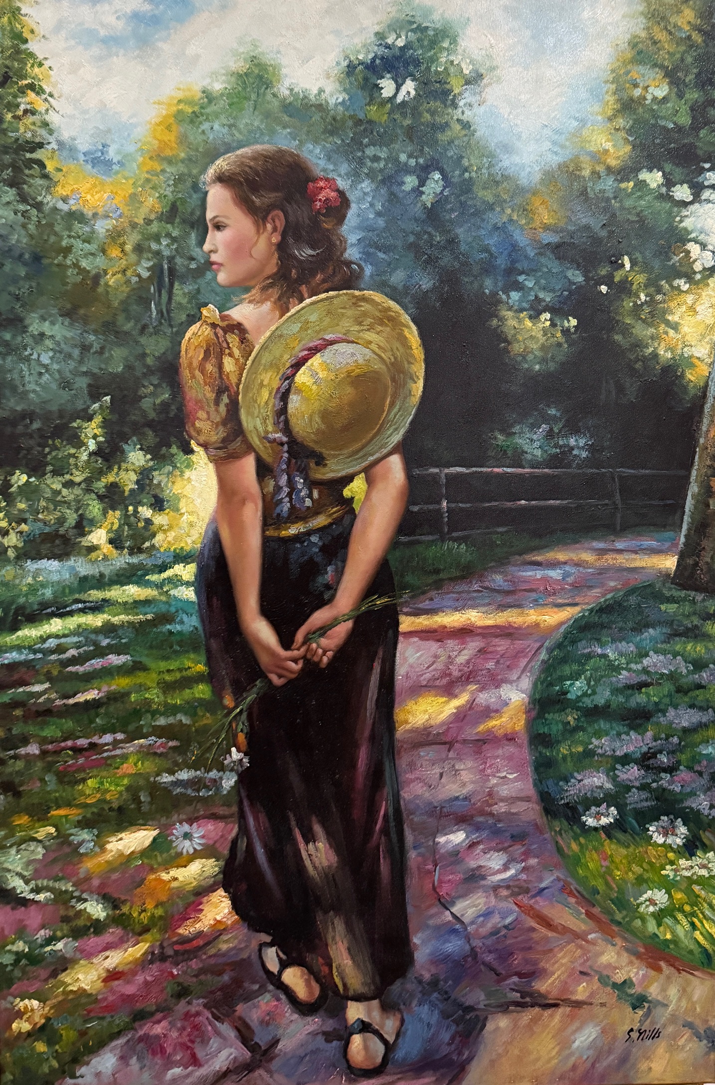 Jeune Femme dans le Jardin D’été - Samuel Smills – Image 1