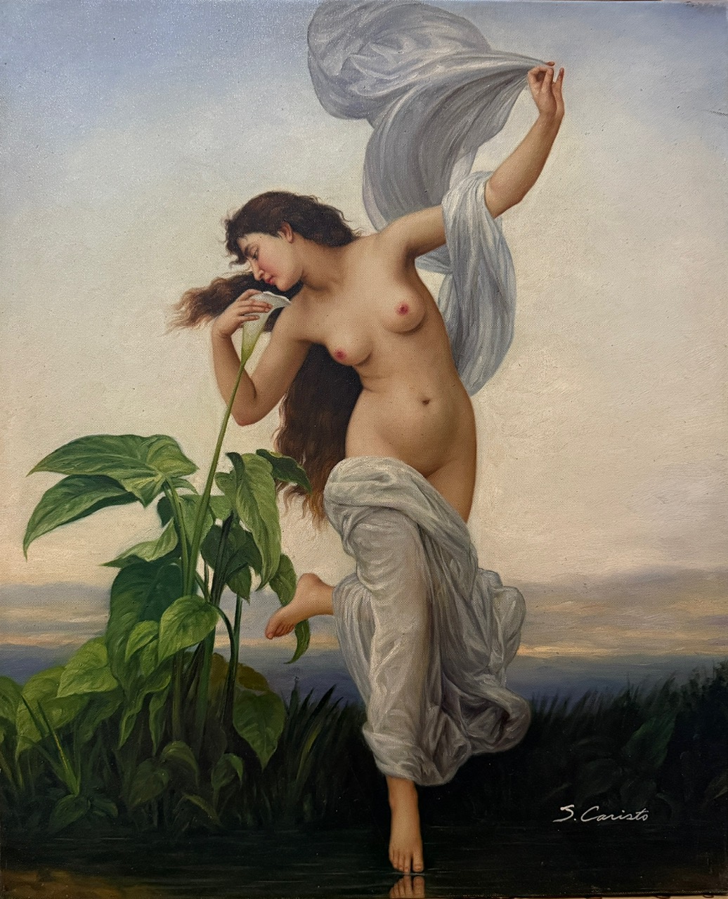 Femme et Enfant À la Flûte - Xxe Siècle S. Caristo – Image 1