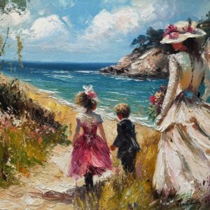 Promenade en Famille en Bord de Mer - Vladimir Petrov