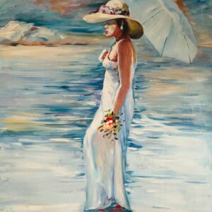 Elegante A la Robe Blanche - Xxe Siècle Cox