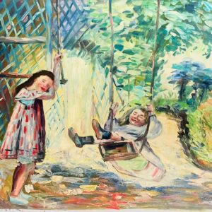 Filles Jouant A la Balancoire - Taylor Xxe Siècle