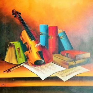 Guitare & Livres sur le Bureau - Iavis 20E Eeuw