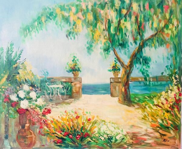 Jardin Fleuri au Bord de L'eau - Alex 20E Eeuw Helmans