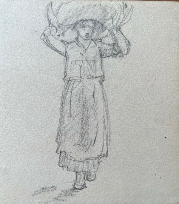 Femme Portant un Panier sur la Tete - Louis-Émile Adan