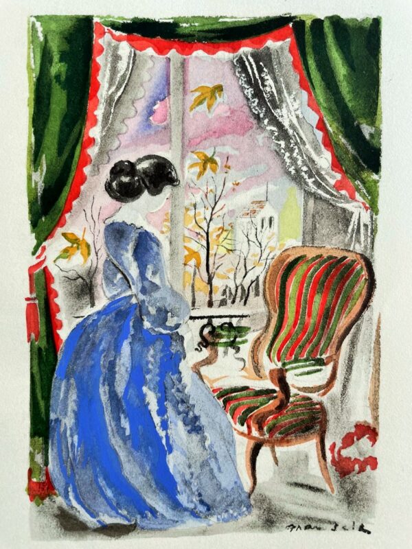 Jeune Demoiselle A la Robe Blue - Emile Grau-Sala