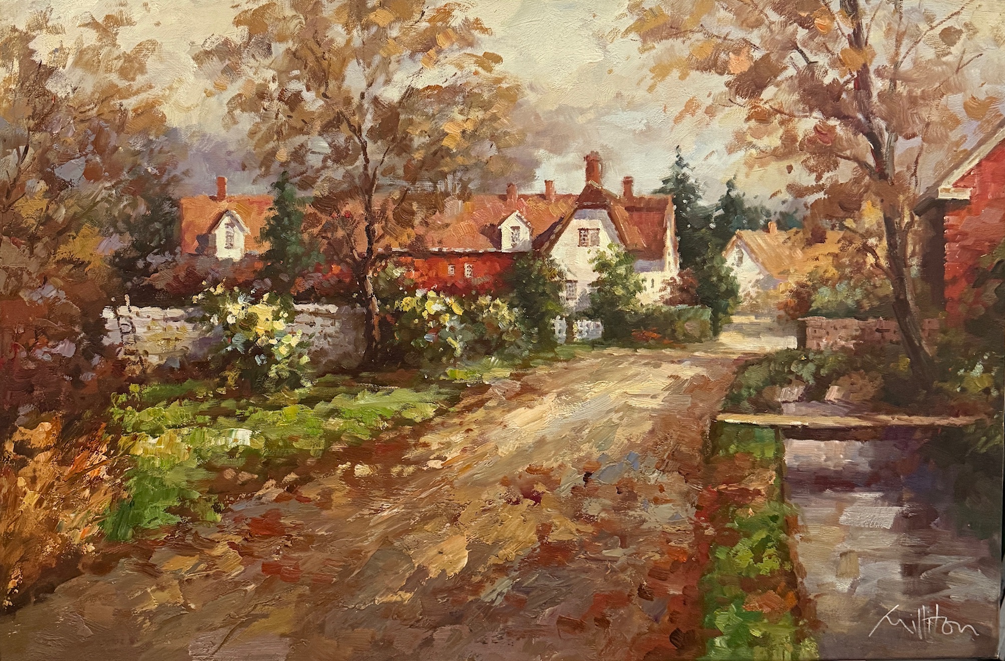 Chemin D’automne Après la Pluie - Ecole Française Xxe – Image 1