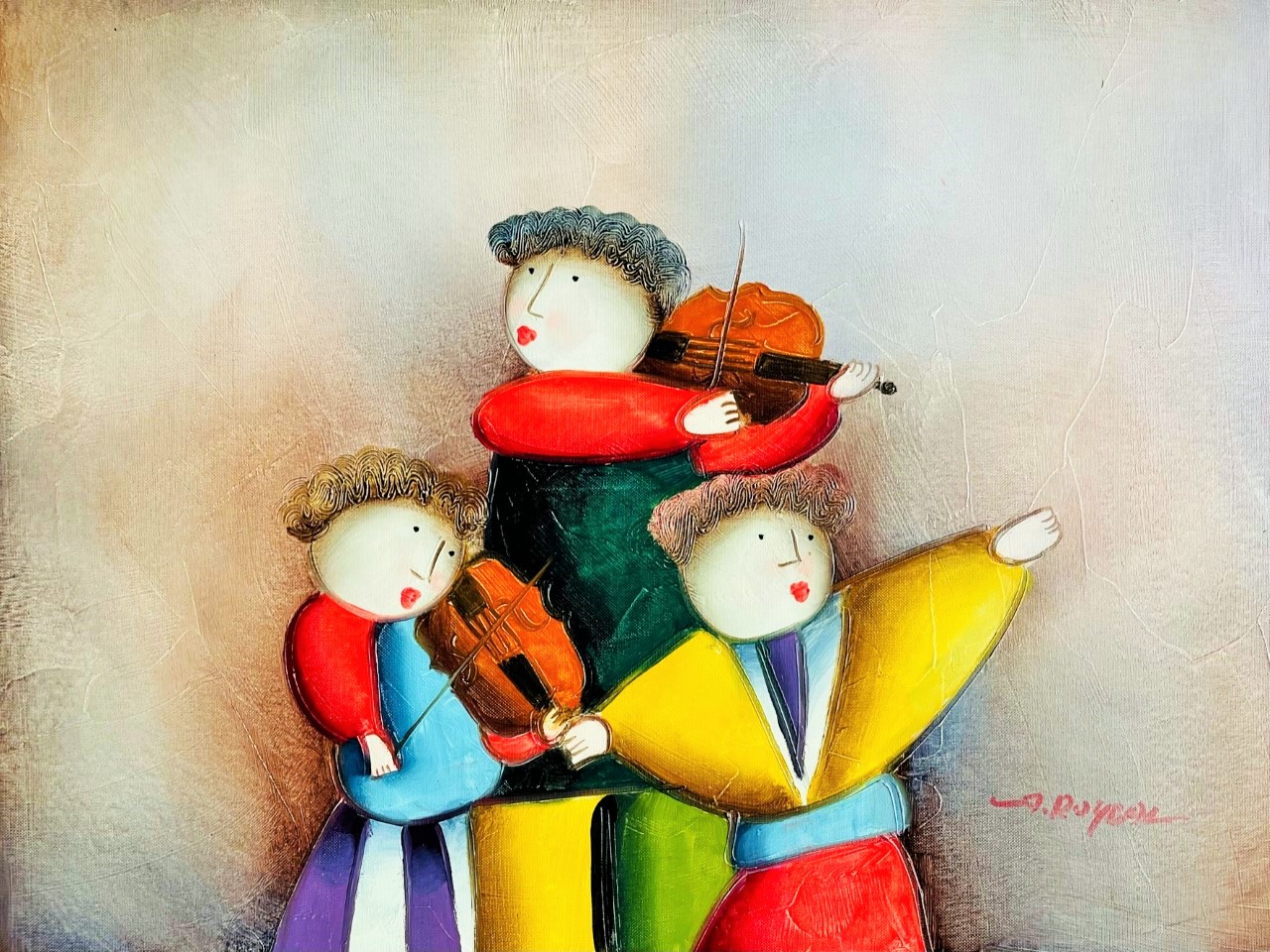 Les Deux Musiciens au Violon - Joyce Roybal – Image 1