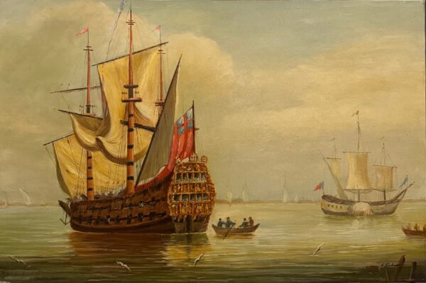 Navires À L’horizon Calme - Ecole Française Xxe