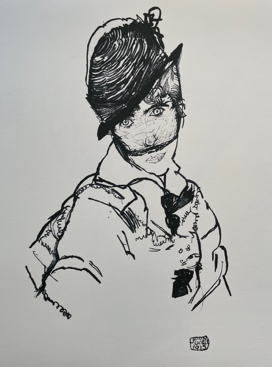 Jeune Fille au Chapeau Noir et au Voile - Schiele Egon – Image 1