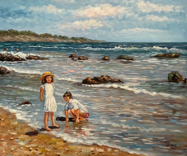 Filles Jouant au Bord de L'eau - William Xxe Siècle West