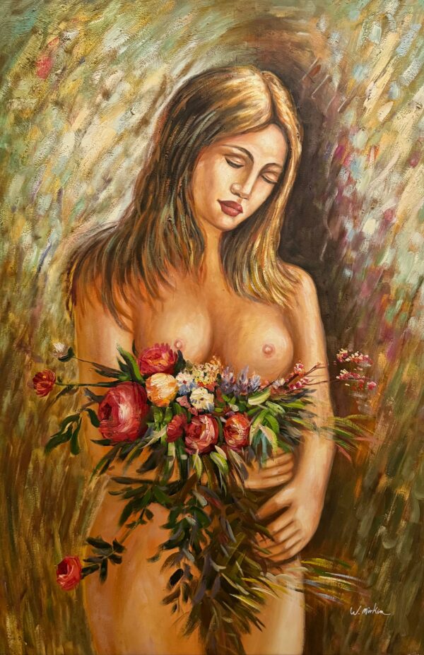 Jeune Fille aux Fleurs Sauvages - Ecole Française Xxe