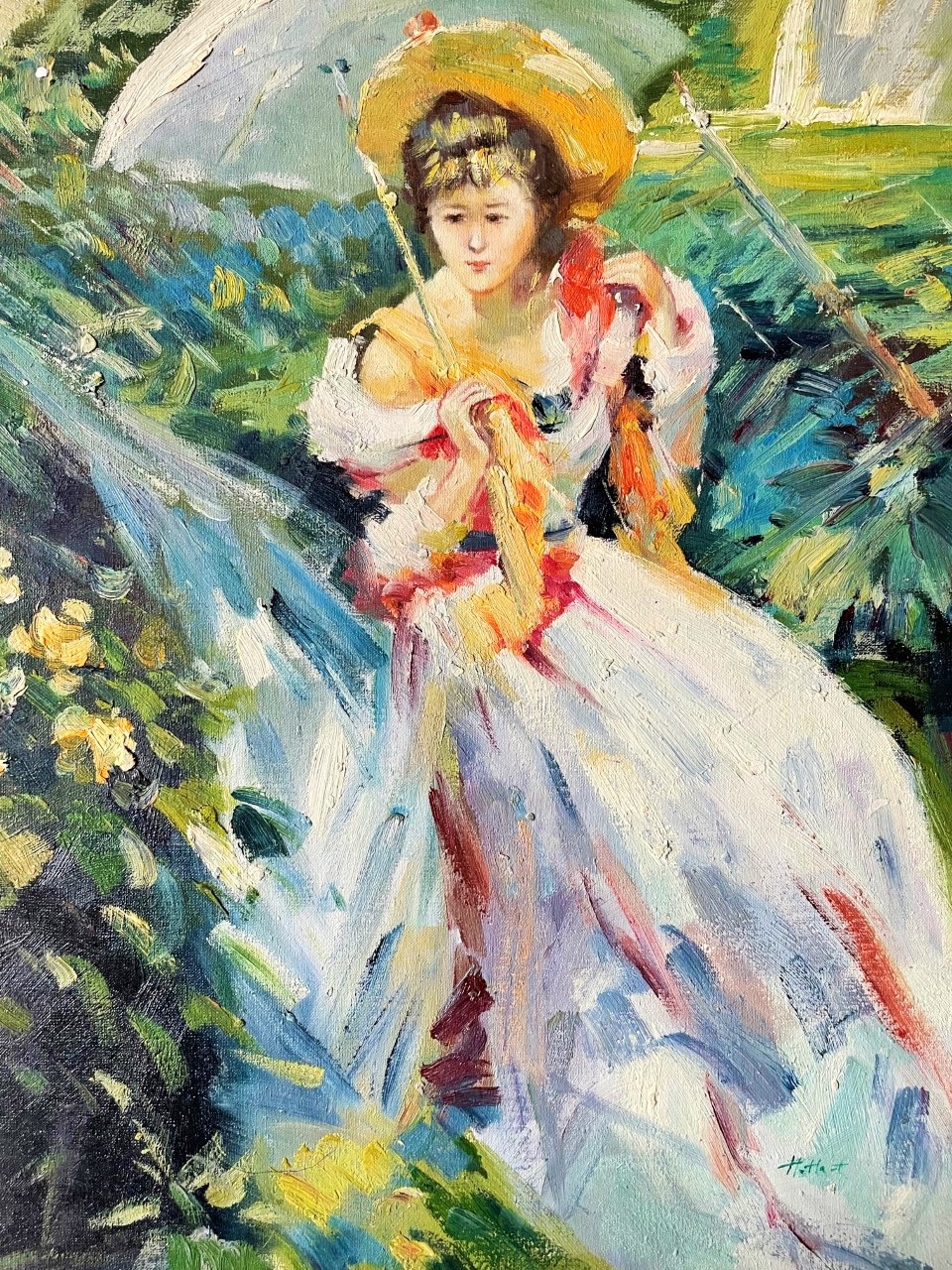 Jeune Fille A la Parapluie Blanche - 20E Eeuw Ecole Moderne – Image 1
