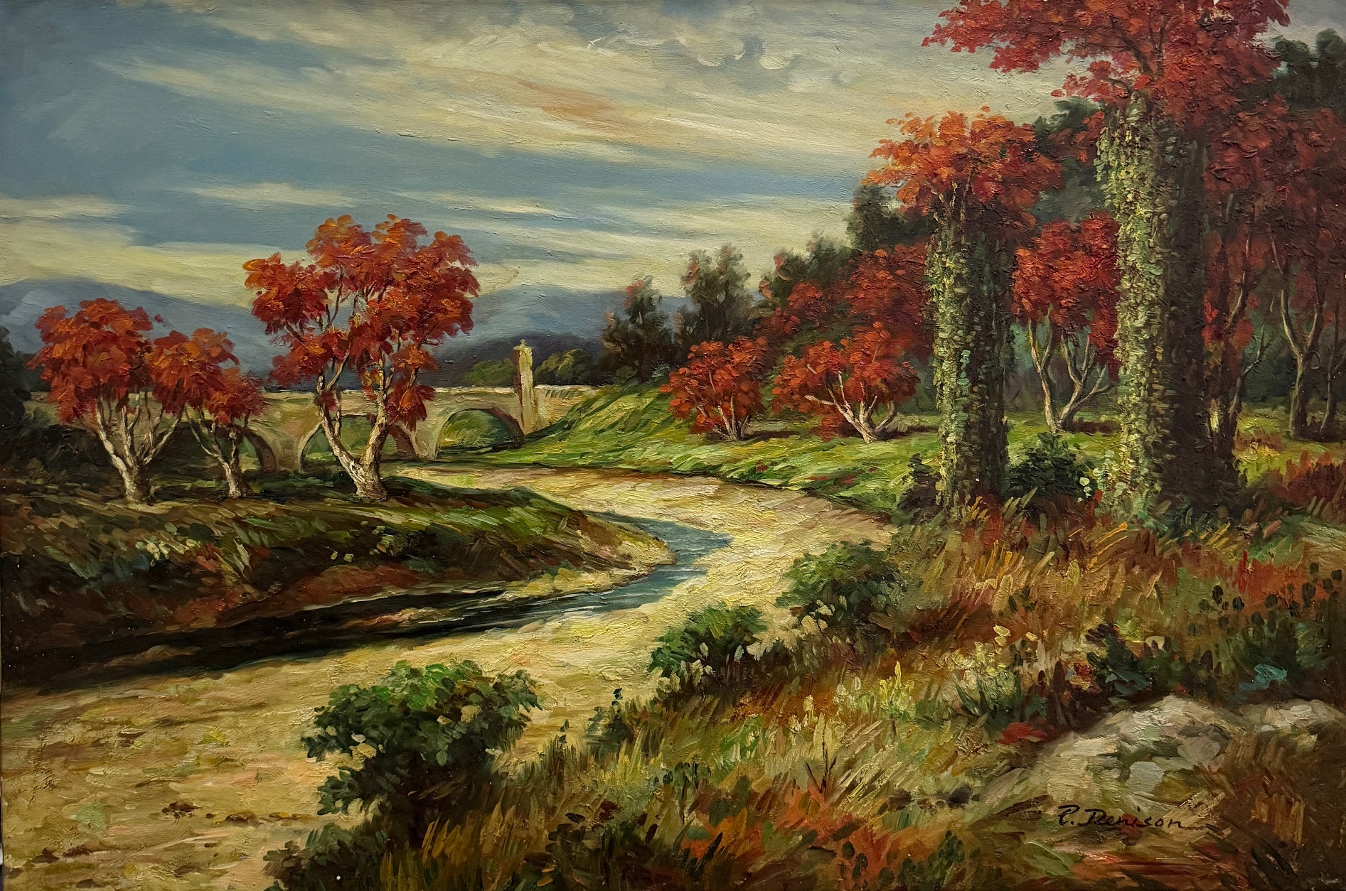 Le Chemin Fleuri de L’automne - Ecole Française Xxe – Image 1