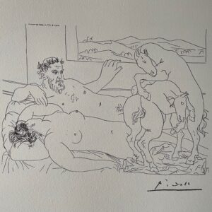 Vieux Sculpteur et Son Modèle avec un Groupe de Chevaux Luttant - Picasso Pablo