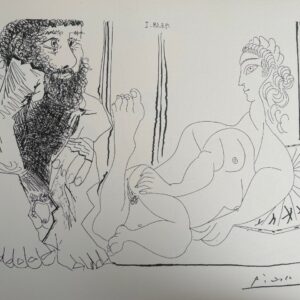 Femme Aguichant un Homme Songeur - Pablo Picasso